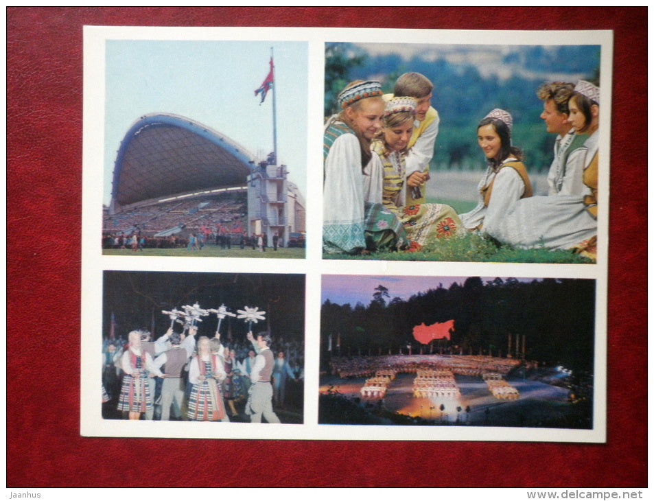 Song and Dance Festival - folk costumes - large format postcard - Vilnius - 1974 - Lithuania USSR - unused - JH Postcards