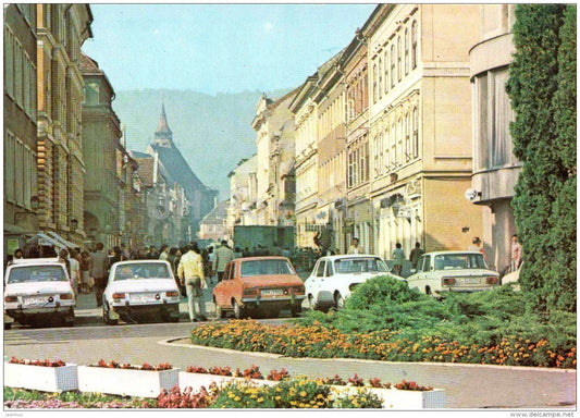Brasov - Republic street - cars - Romania - unused - JH Postcards