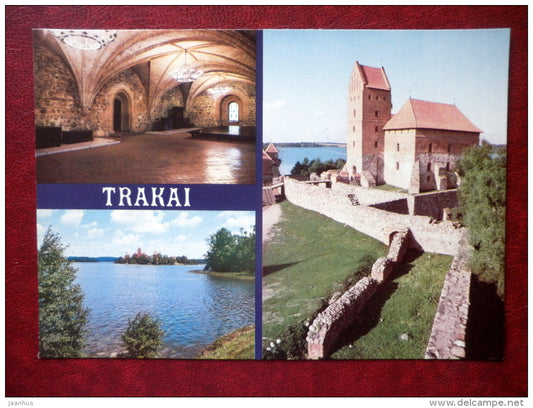 ensemble of the castle on the island - multiview postcard - Trakai - 1981 - Lithuania USSR - unused - JH Postcards