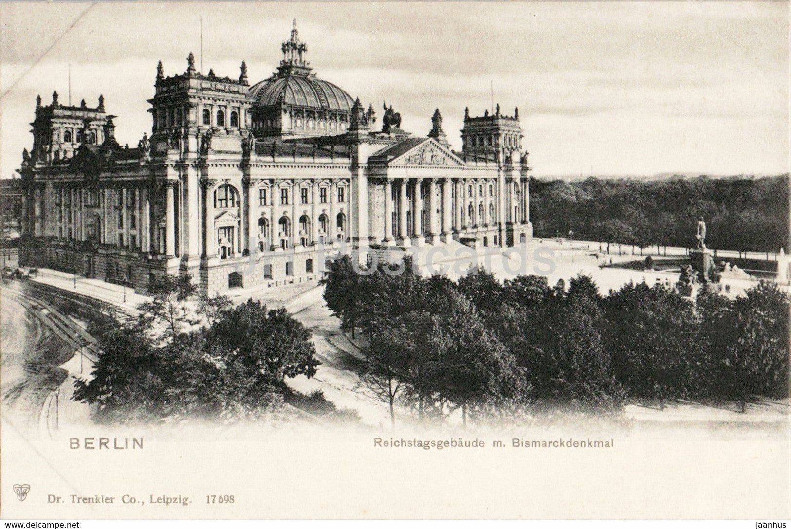 Berlin - Reichstagsgebaude m Bismarckdenkmal - 17698 - old postcard - Germany - unused - JH Postcards