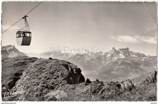 Leysin - Teleferique de la Berneuse et les Dents du Midi - cable car - 333 - Switzerland - 1963 - used - JH Postcards