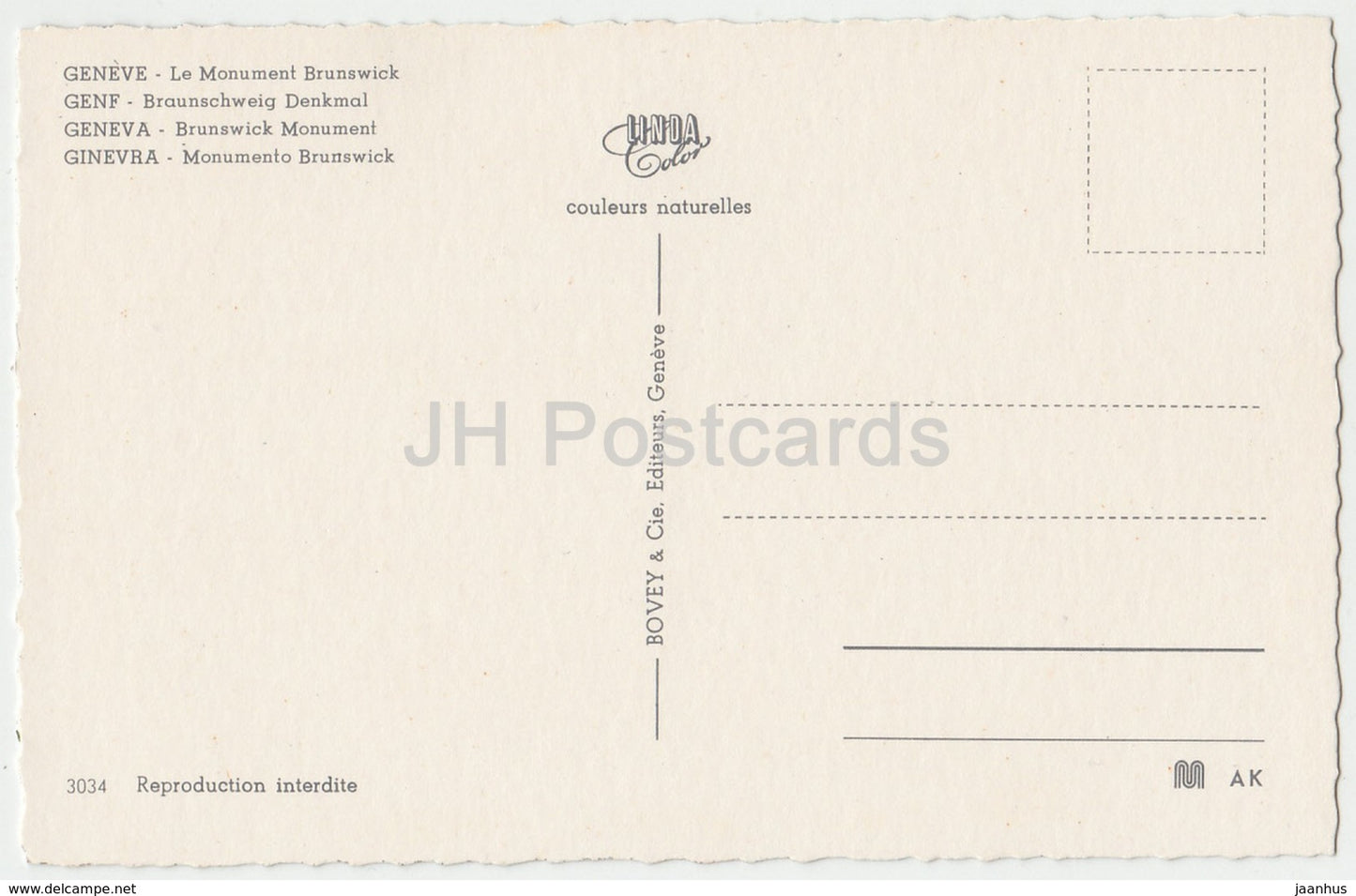 Geneva - Geneve - Le monument Brunswick - Switzerland - unused