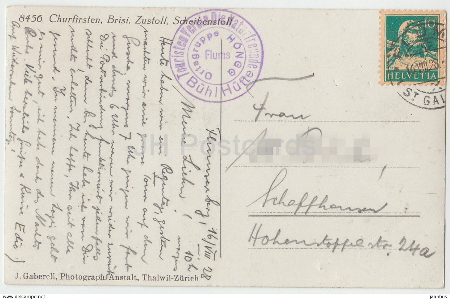 Churfirsten - Brisi - Zustoll - Scheibenstoll - 8456 - Schweiz - 1928 - gebraucht
