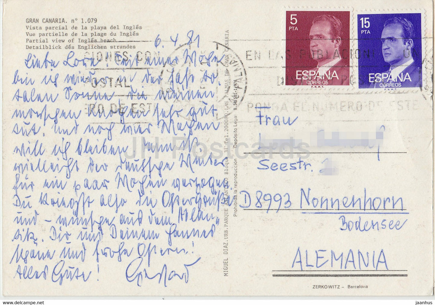 Gran Canaria - Vista parcial de la playa del Ingles - Vue partielle de la plage d'Ingles - 1981 - Espagne - occasion