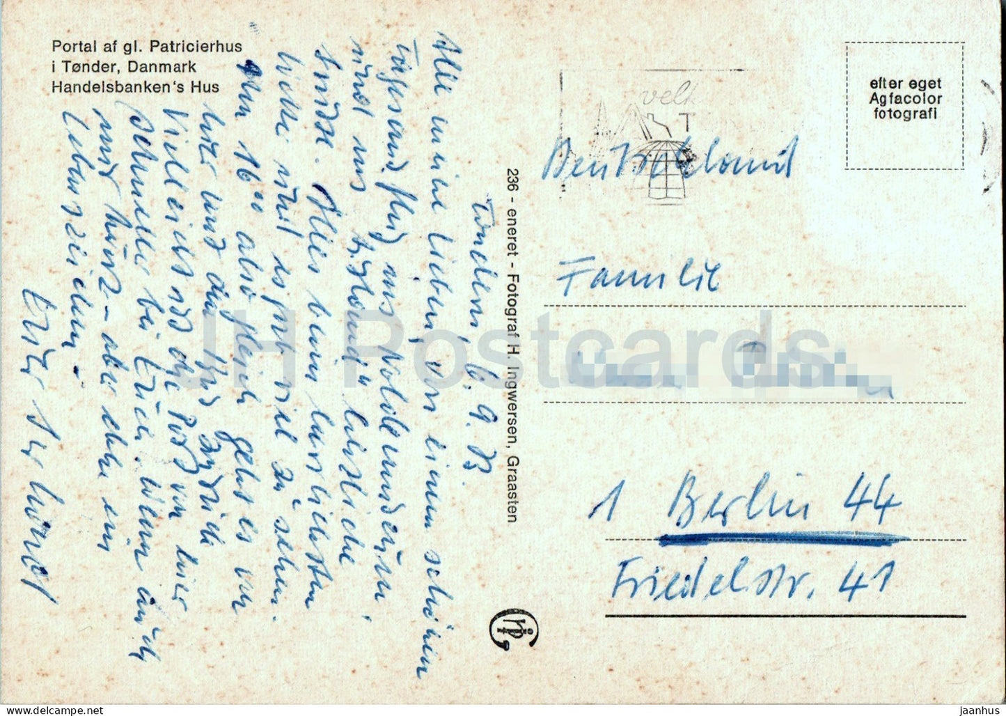 Tonder - Handelsbanken's Hus - Portal af gl Patricierhus - portail de maison - 236 - Danemark - utilisé 