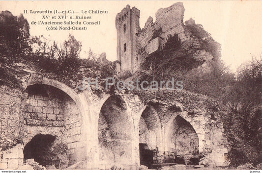 Lavardin - Le Chateau - ruines de l'Ancienne Salle du Conseil - castle ruins - 11 - old postcard - France - used - JH Postcards