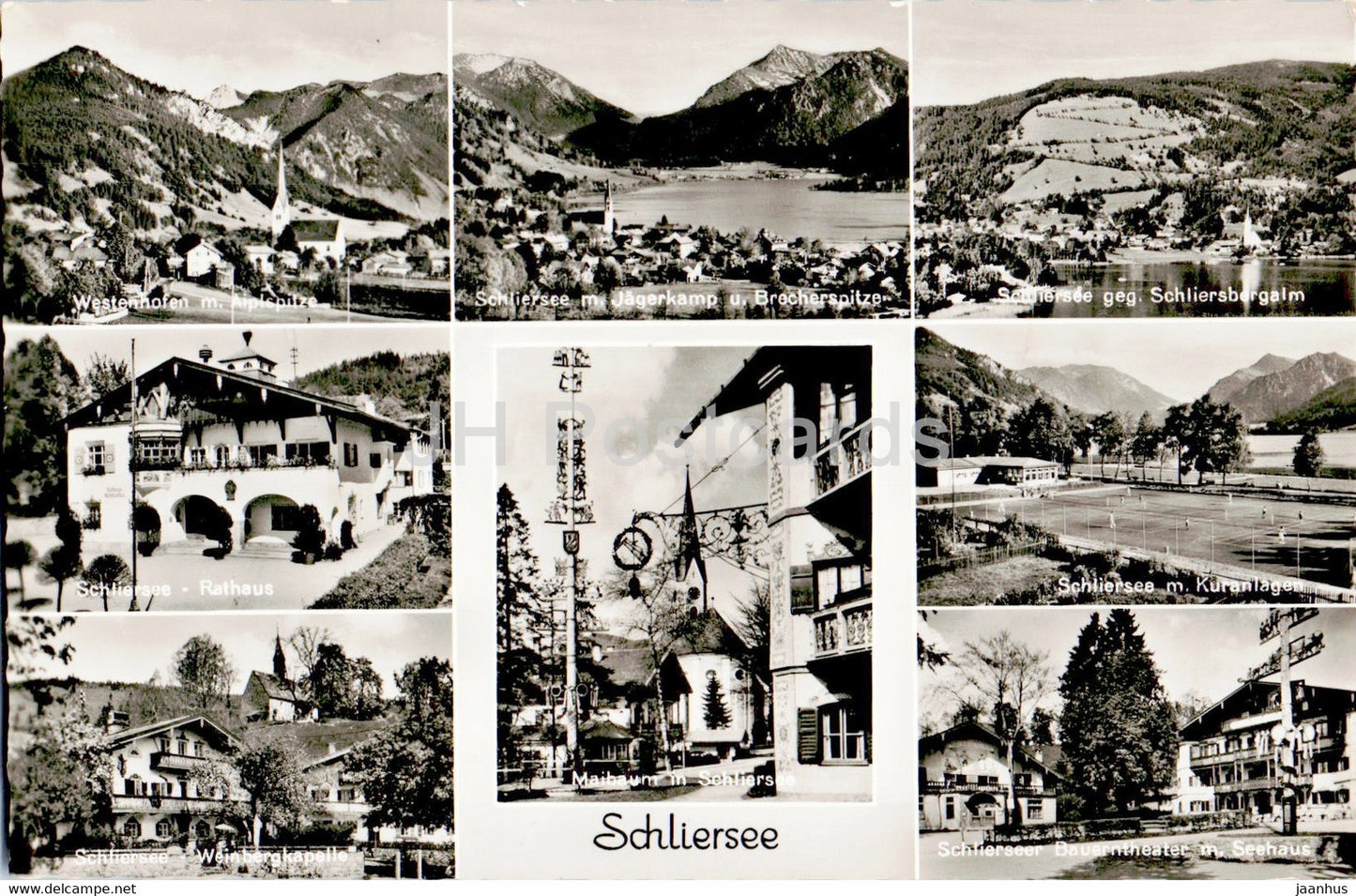 Schliersee - Westenhofen - Rathaus - Kuranlage - Maibaum - old postcard - Germany - used - JH Postcards