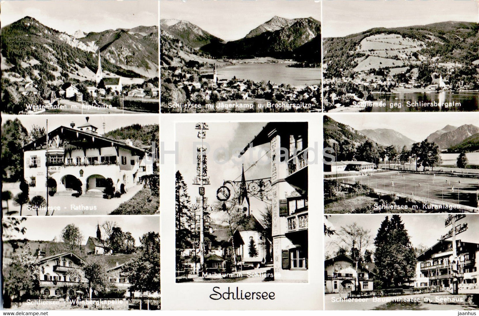 Schliersee - Westenhofen - Rathaus - Kuranlage - Maibaum - old postcard - Germany - used - JH Postcards