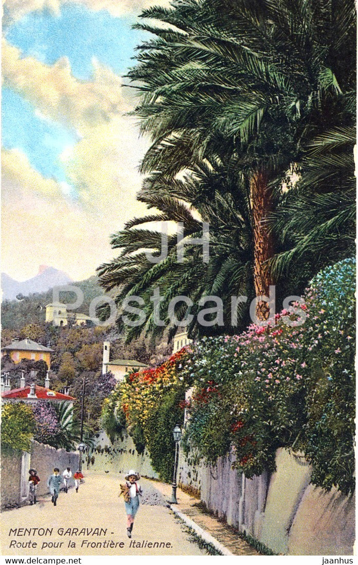 Menton Garavan - Route pour la Frontiere Italienne - 454 - old postcard - France - unused - JH Postcards