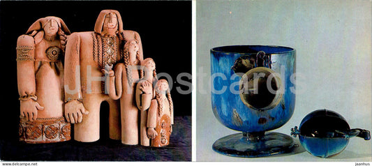 sculptural group - ornamental vase - porcelain and faience - applied art - Latvian art - 1984 - Russia USSR - unused - JH Postcards