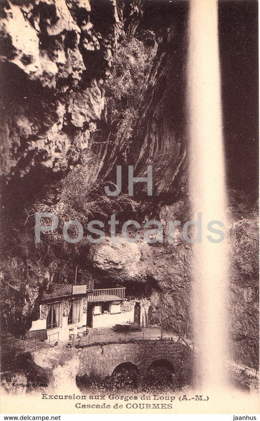 Excursion aux Gorges du Loup - Cascade de Courmes - old postcard - France - unused - JH Postcards