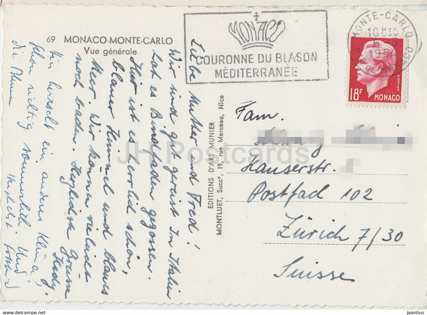 Monte Carlo - Vue generale - 69 - alte Postkarte - 1954 - Monaco - gebraucht