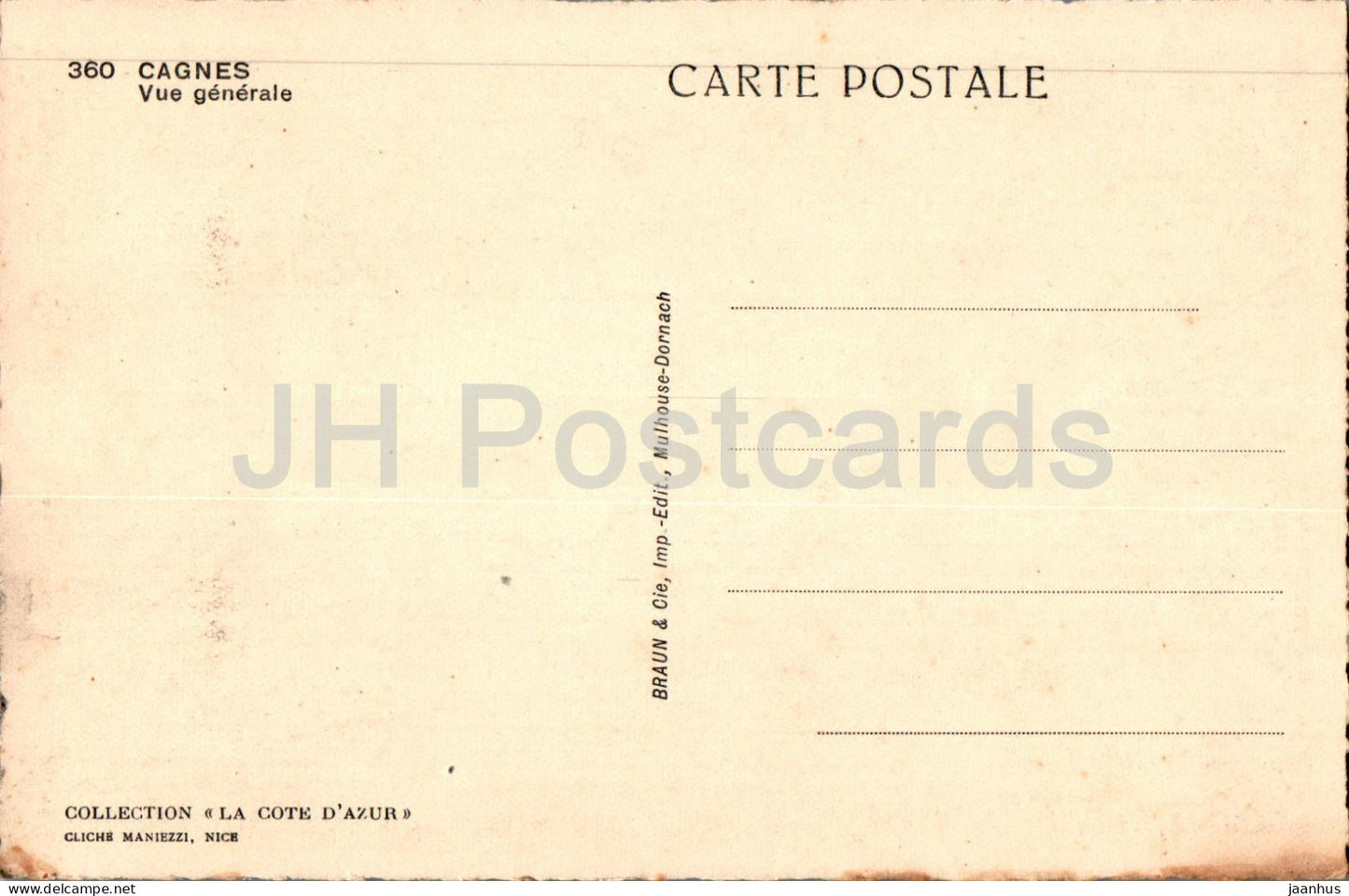 Cagnes - Vue Generale - 360 - old postcard - France - unused