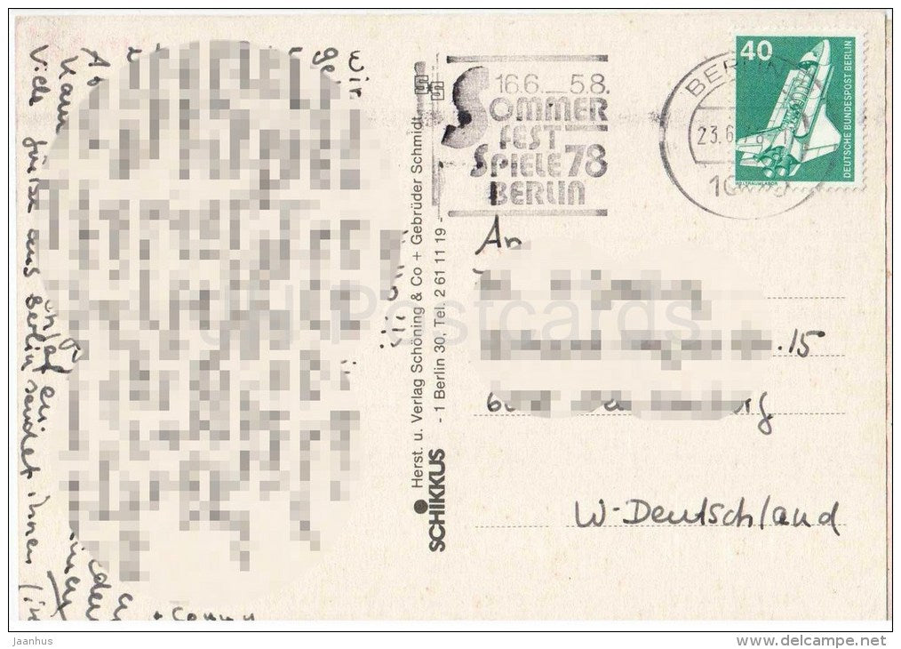 Berlin bei Nacht - Europa Center - Gedächtniskirche - Kongresshalle - Charlottenburger Schloss - Germany - 1978 gelaufen - JH Postcards