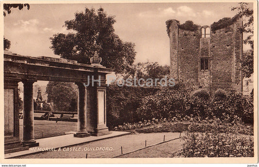 Guildford - Memorial & Castle - 221361 - Sepiatype - 1952 - United Kingdom - England - used - JH Postcards