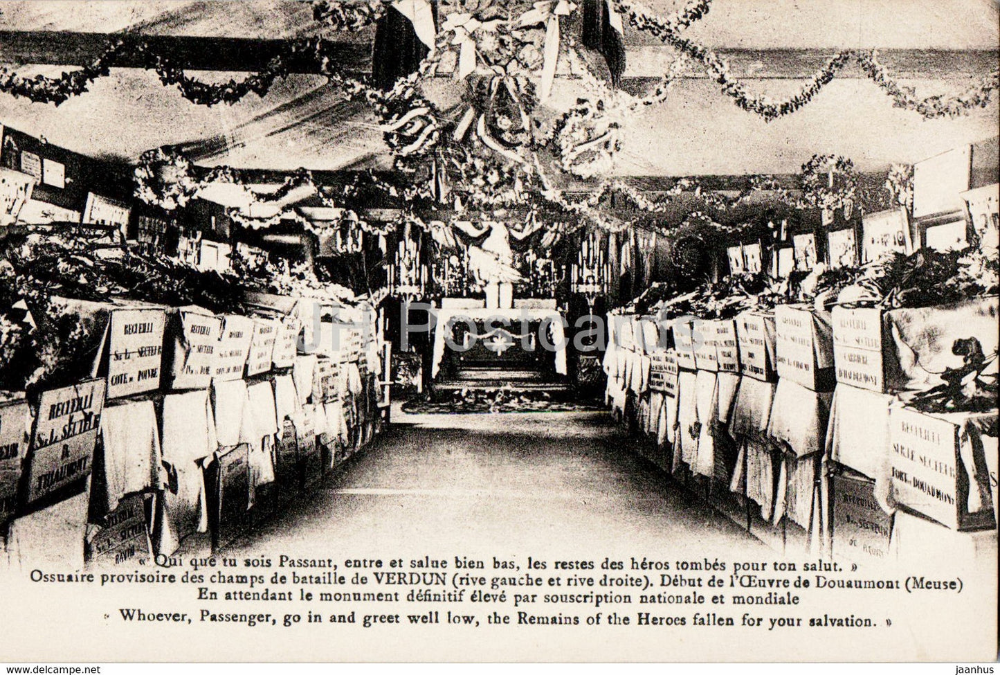 Bataille de VERDUN : Ossuaire provisoire des Champs de Bataille - old postcard - France - unused - JH Postcards