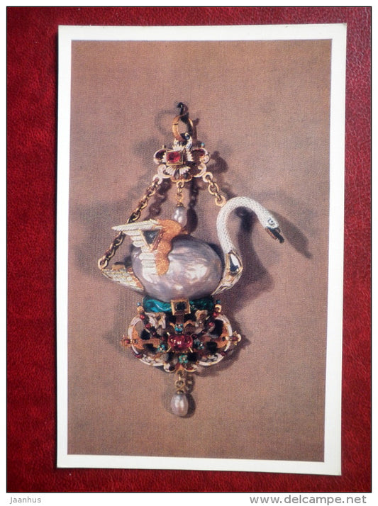 Pendant - Swan , Germany , 16th century - Western European Jewelry - 1971 - Russia USSR - unused - JH Postcards