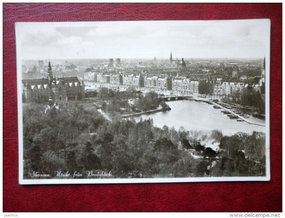 Utsikt fran Bredablick - View from Bredablick - Skansen - 6002/64 - old postcard - Sweden - used - JH Postcards