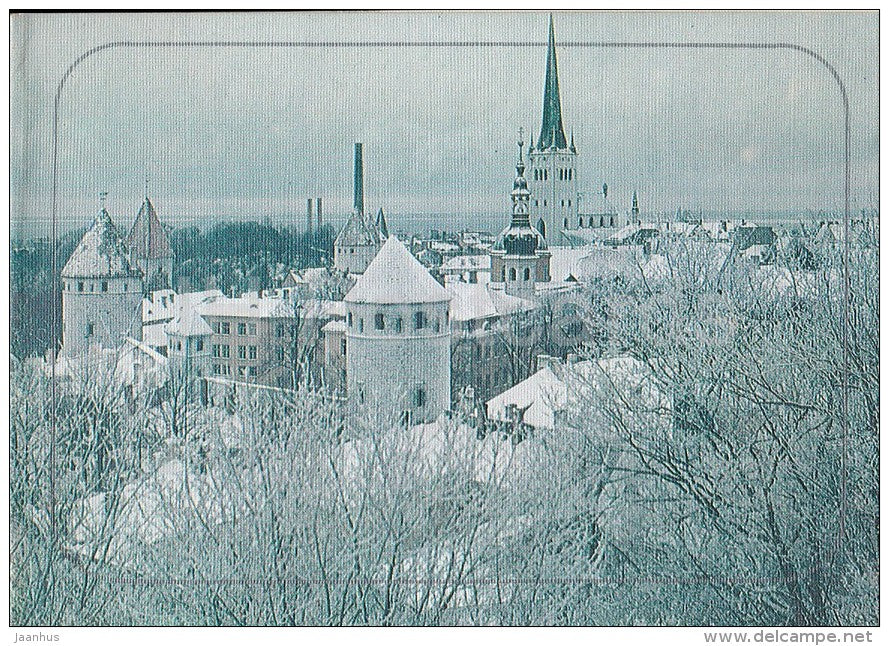 Old Town panorama in Winter - Tallinn - Estonia USSR - 1988 - unused - JH Postcards