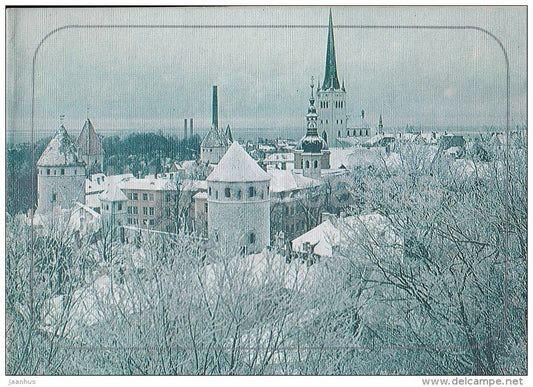 Old Town panorama in Winter - Tallinn - Estonia USSR - 1988 - unused - JH Postcards