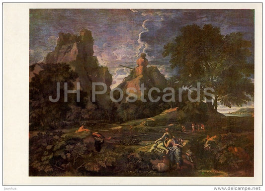 painting by Nicolas Poussin - Landscape with Polyphemus , 1649 - French art - Russia USSR - 1984 - unused - JH Postcards