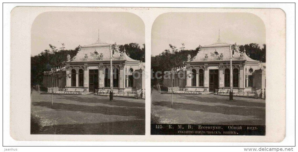 salt-alkaline bath - Yessentuki - Caucasus - Russia - Russie - stereo photo - stereoscopique - old photo - JH Postcards