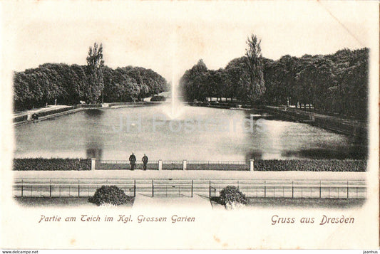 Gruss aus Dresden - Partie am Teich im Kgl. Grossen Garten - old postcard - Germany - unused - JH Postcards
