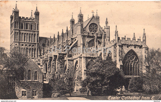 Exeter Cathedral from E - old postcard - England - United Kingdom - unused - JH Postcards