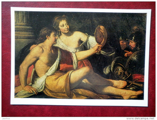 painting by Ermanno Stroiffi , Rinaldo and Armida - mirror - italian art - unused - JH Postcards