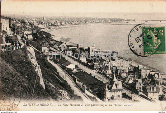 Sainte Adresse - Le Nice Havrais et Vue panoramique du Havre - 171 - old postcard - 1921 - France - used - JH Postcards
