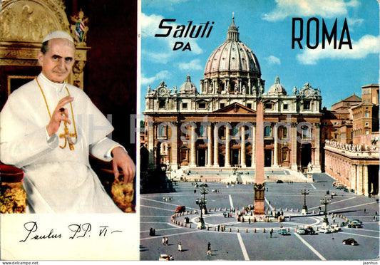 Roma - Rome - Saluti da Roma - Pope Paulus PP VI - multiview - 50 - 1973 - Italy - used - JH Postcards