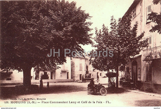Mougins - Place Commandant Lamy et Cafe de la Paix - 526 - old postcard - France - unused - JH Postcards