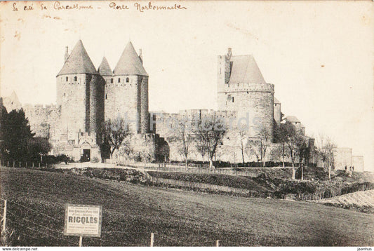 La Cite de Carcassonne - Porte Narbonnaise - 1 - old postcard - 1908 - France - used - JH Postcards