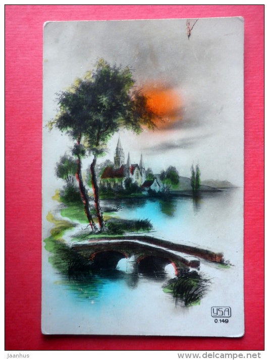 illustration - church - YSA 0.149 - old postcard - circulated in Estonia - JH Postcards