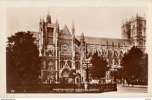 London - Westminster Abbey - 25 - old postcard - 1930 - England - United Kingdom - used - JH Postcards