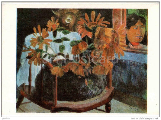 painting by Paul Gauguin - Sunflowers , 1901 - french art - unused - JH Postcards