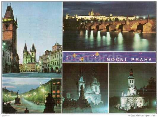 Praha - Prague - Old Town Square - Hradcany and Charles bridge - Vaslav square - Czechoslovakia - Czech - used 1978 - JH Postcards