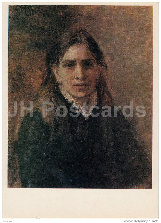 painting  by I. Repin - Portrait of Actress Pelageya Antipovna Strepetova - Russian art - 1977 - Russia USSR - unused - JH Postcards
