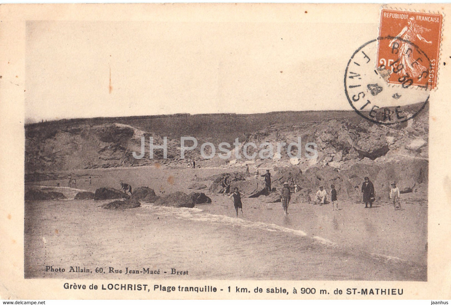 Greve de Lochrist - Plage tranquille - St Mathieu - old postcard - France - used - JH Postcards