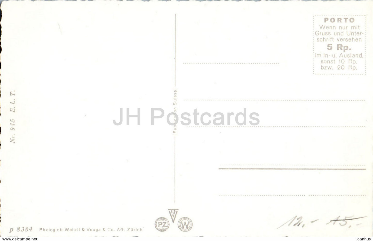 Andermatt - Dorfstrasse - 945 - carte postale ancienne - Suisse - inutilisée