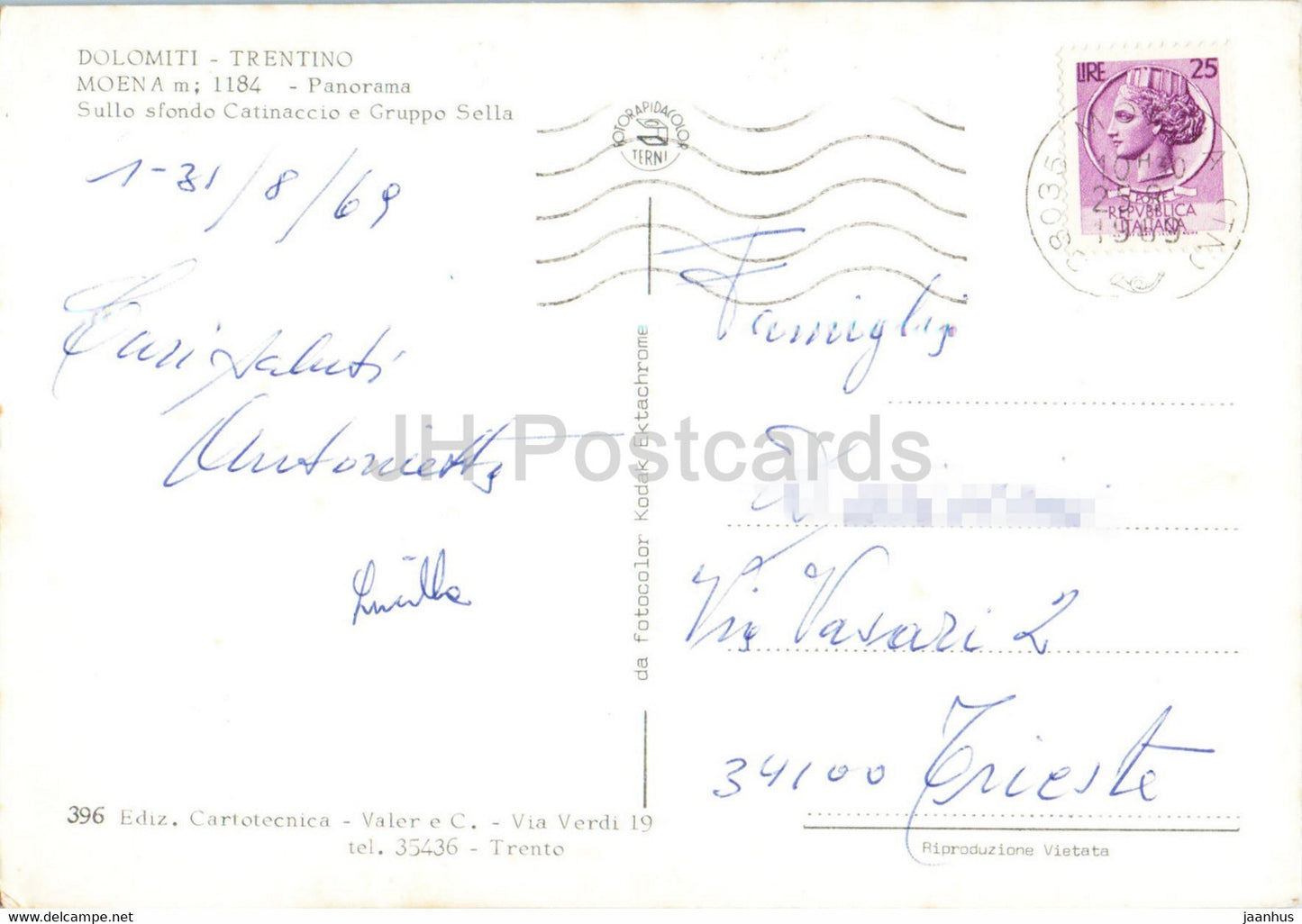 Dolomiti - Trentino - Moena - Panorama - Catinaccio - 1969 - Italy - used