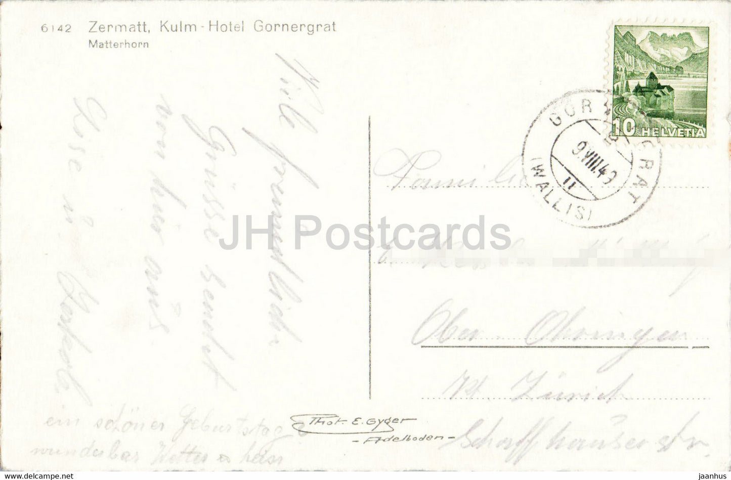 Zermatt - Kulm - Hôtel Gornergrat - Cervin - 6142 - carte postale ancienne - 1949 - Suisse - d'occasion