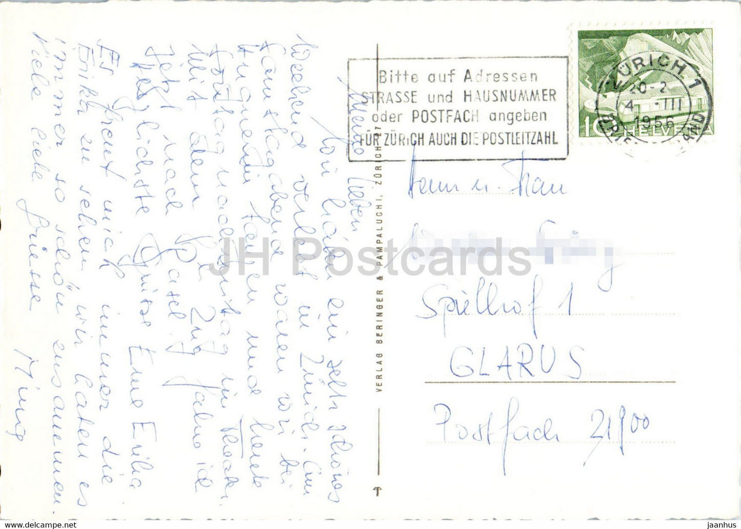 Am Zurichsee - birds - Swan - 8411 - old postcard - 1956 - Switzerland - used