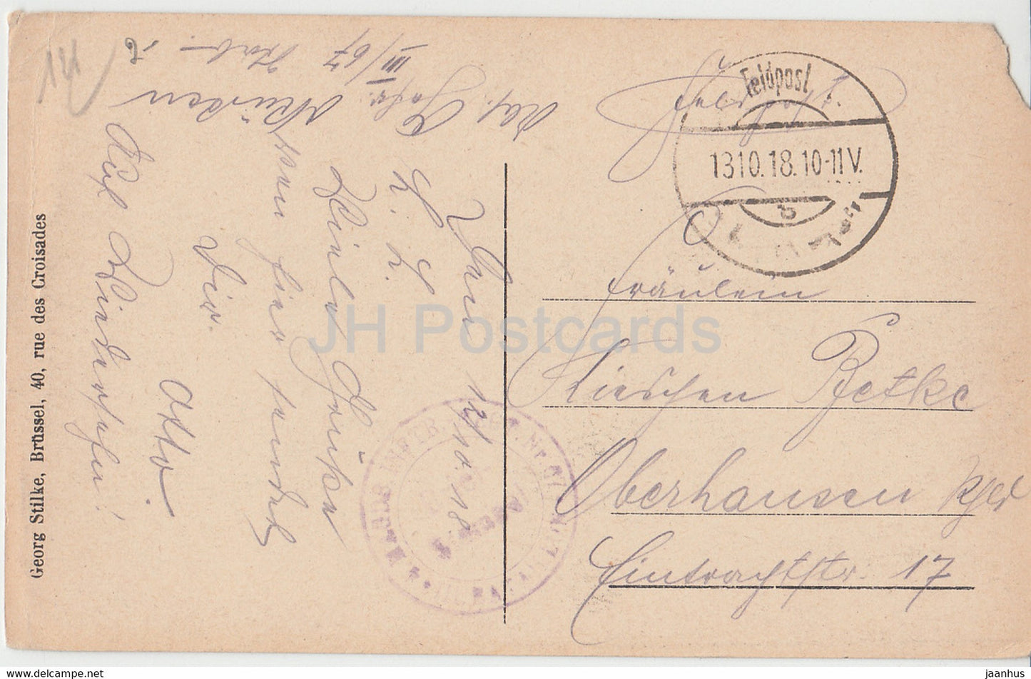 Die Kirche - Kirche - 68 - Feldpost - alte Postkarte - 1918 - Belgien - gebraucht