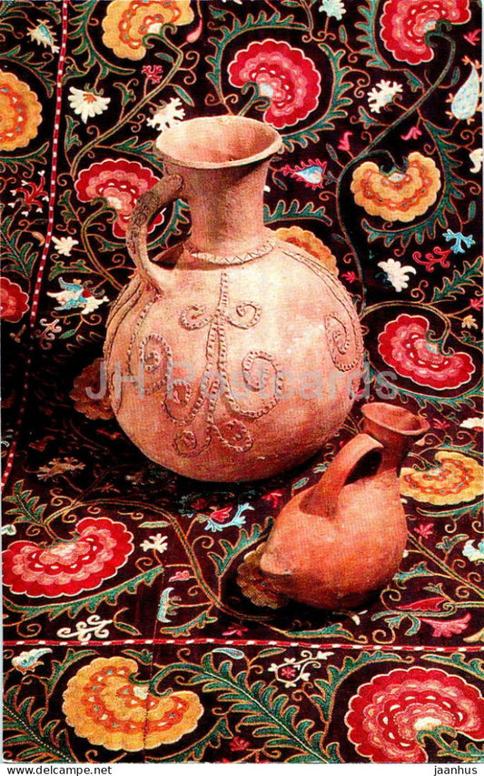 Kuza water jug - Gurgak by S. Nazarova - folk art - Tajik art - Tajikistan art - 1977 - Russia USSR - unused - JH Postcards