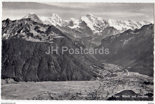 Harderkulm 1326 m mit Eiger Monch und Jungfrau - Hotel Rest. Harderkulm 1326 m - Switzerland - 1966 - used - JH Postcards