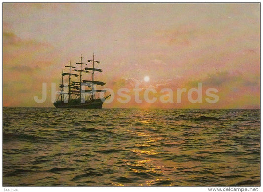 sailing ship at the sea - 1980 - Russia USSR - unused - JH Postcards