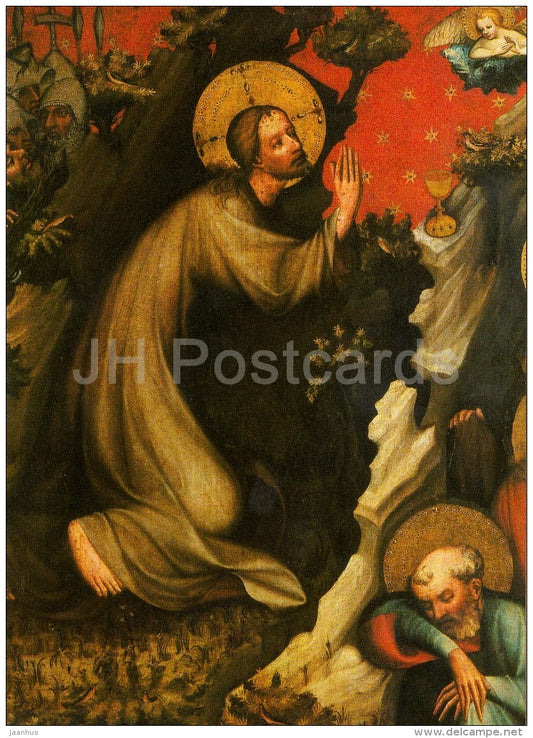 illustration by Master of ther Trebon Altarpiece - Christ on the Mount - Czech art - large format card - Czech - unused - JH Postcards
