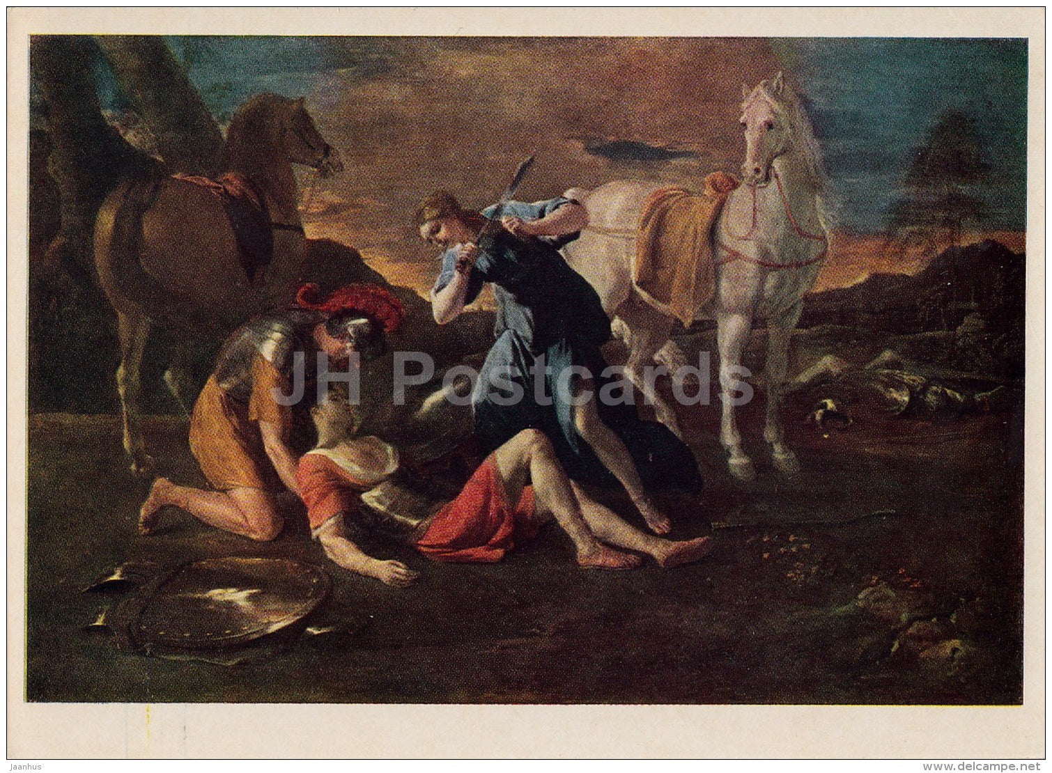 Painting by Nicolas Poussin - Tancred and Erminia - horse - French art - 1969 - Russia USSR - unused - JH Postcards