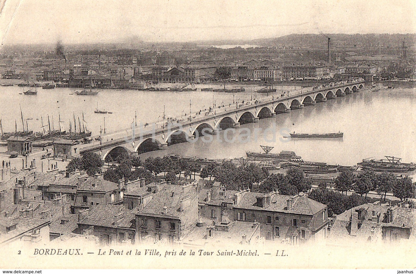 Bordeaux - Le Pont et la Ville  - pris de la Tour Saint Michel - bridge - 2 - old postcard - 1905 - France - unused - JH Postcards